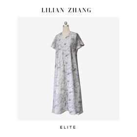 E系列定制—「东方艺术」—中式老钱—缥缈淡然之美水墨连衣裙 2401096