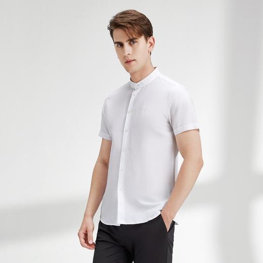 【含麻】柒牌短袖衬衫男夏商务休闲简约立领男装白衬衣122A70340 商品图1