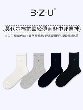 足装秀24夏季新男士商务袜纯色轻薄莫代尔棉透气细腻柔软抗菌男袜