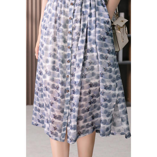 89311原形气质显瘦真丝连衣裙女2024夏季新款中长款碎花桑蚕丝衬衫裙子 商品图3