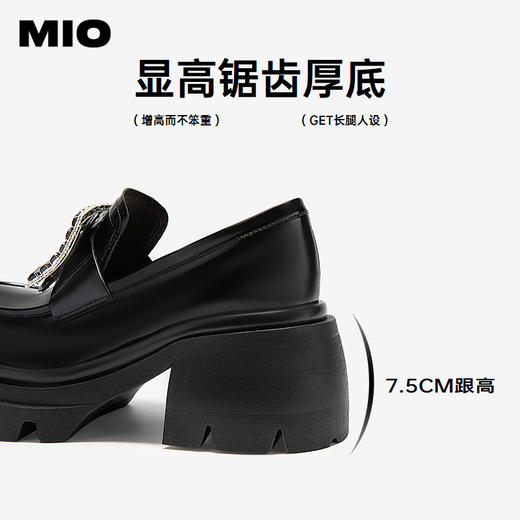 MIO米奥秋季增高圆头学院乐福鞋时尚潮流金属饰扣单鞋女M244543311 商品图4