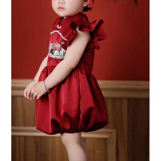 周岁礼服女宝宝春夏款中国风一岁抓周满月百日宴礼服婴儿包p唐装 商品图3