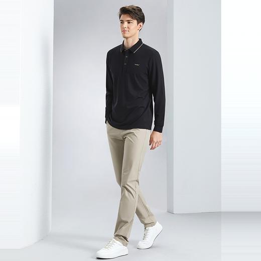 【高弹】柒牌男装长袖polo衫男春季2024新款休闲商务翻领T恤上衣	126T73070 商品图3