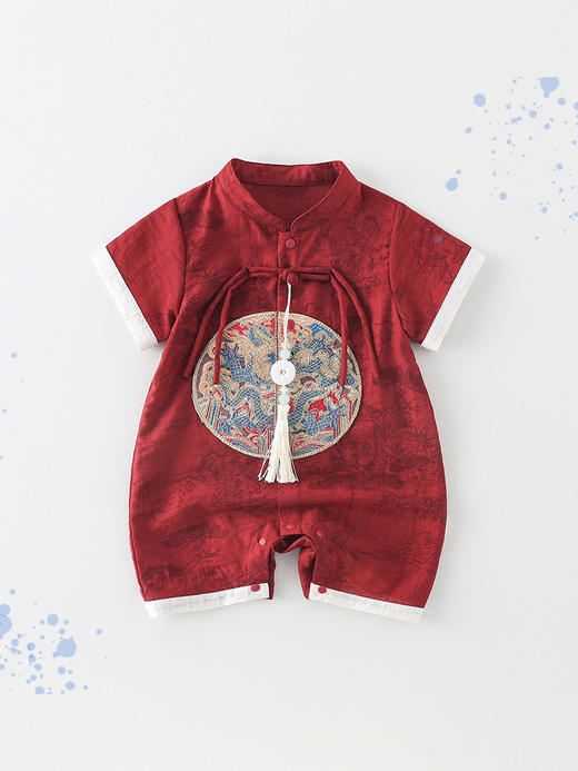 【国风新中式宝宝周岁礼服】婴儿衣服男女宝宝夏季连体衣满月百天爬爬服可爱洋气外出国风哈衣 商品图0