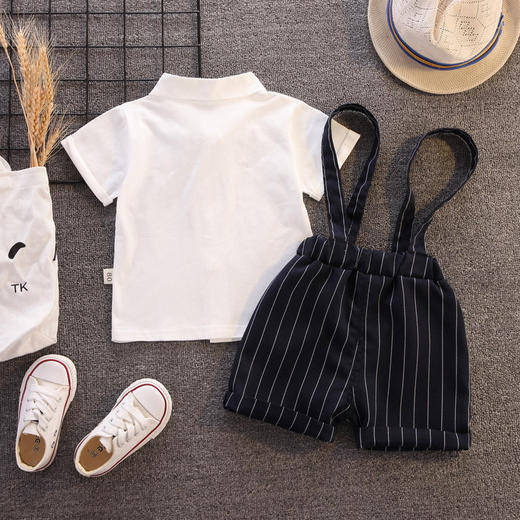 「59.9到手两件套」小男童西装夏宝宝1周岁宴礼服潮流2抓周衣服婴幼儿童生日背带套装 商品图2