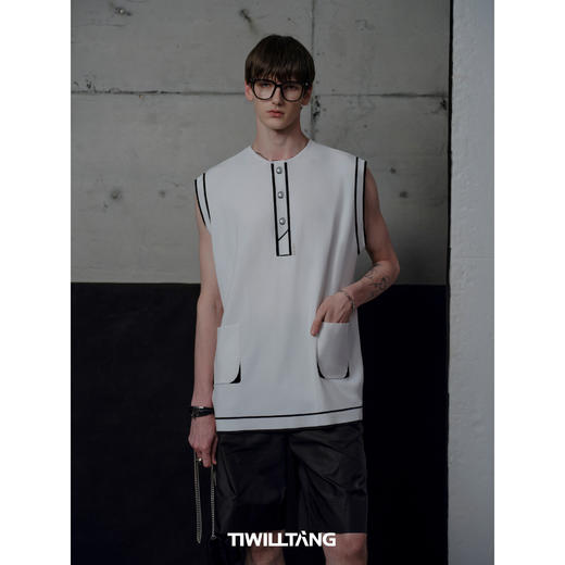 TIWILLTANG启世录“暗殒边际”小香风撞色针织背心夏季无袖上衣 商品图3