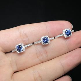 S925培育蓝宝石戒指-方形托切割面