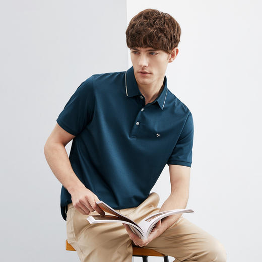 【5A抗菌/2A防螨】柒牌polo衫男短袖夏季新款含桑蚕丝翻领T恤衫124T73290 商品图1