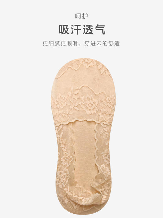 足装秀24夏季新品凉感高跟鞋超浅口防滑不掉跟薄款蕾丝隐形女袜子 商品图4