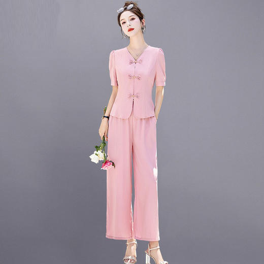 新中式国风套装，时尚气质休闲上衣阔腿裤两件套HR-ZYF8963 商品图0