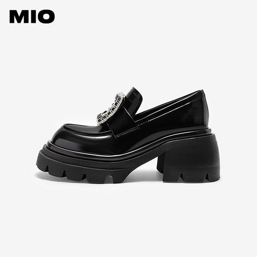 MIO米奥秋季增高圆头学院乐福鞋时尚潮流金属饰扣单鞋女M244543311 商品图1
