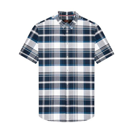 【特价】柒牌牛津纺短袖衬衫男士纯棉翻领潮流帅气休闲格子衬衣122A70990 商品图4