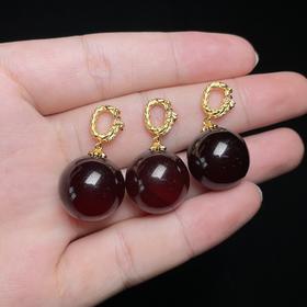 玉美人菲菲HZ#S925琥珀吊坠-圆珠约17+mm无链-多样性发一