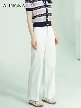 【商场同款】阿菁娜2024夏季新款直筒经典撞色线牛仔裤A29X110073