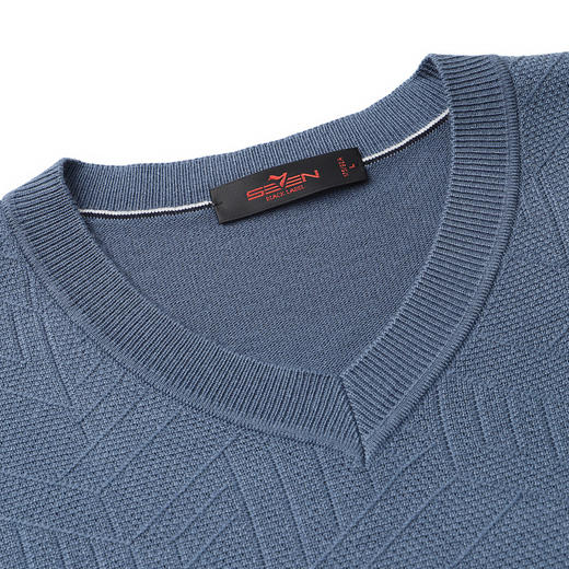 【可机洗】柒牌男士毛衣秋冬新款时尚字母提花含羊毛V领保暖毛衫126Y70050 商品图2