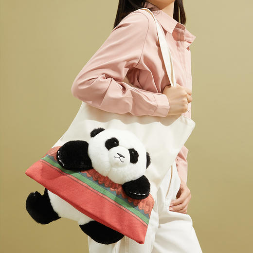 故宫文具文创萌兰熊猫帆布包女百搭学生上课单肩包购物袋ins大容量手提袋包包帆布袋 商品图2