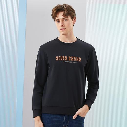 柒牌男士圆领卫衣2024春季新款时尚潮流青年休闲百搭套头长袖上衣	126W70140 商品图1