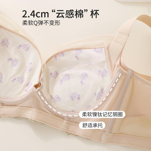 【商场同款】熳洁儿 小胸聚拢文胸轻塑调整高级刺绣蕾丝舒适云感棉中厚杯24201303 商品图4