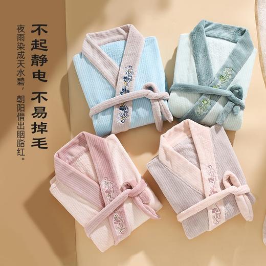 玉颜新品中式浴袍女长款睡袍复古洗澡吸水速干浴袍成人夏薄款睡衣 商品图1