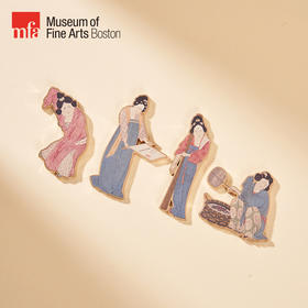 波士顿美术博物馆 礼遇东西系列捣练图磁吸徽章-扯练 捣练 玩耍 熨烫