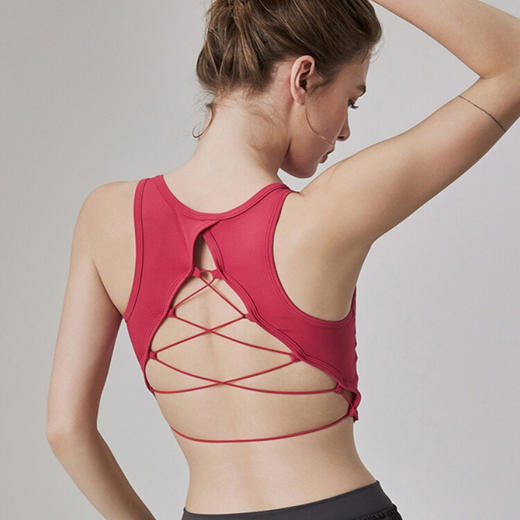 【限时秒】YOGACODE【火树银花系列】2024 瑜伽背心性感交叉露背固定杯健身上衣DSG722 商品图0