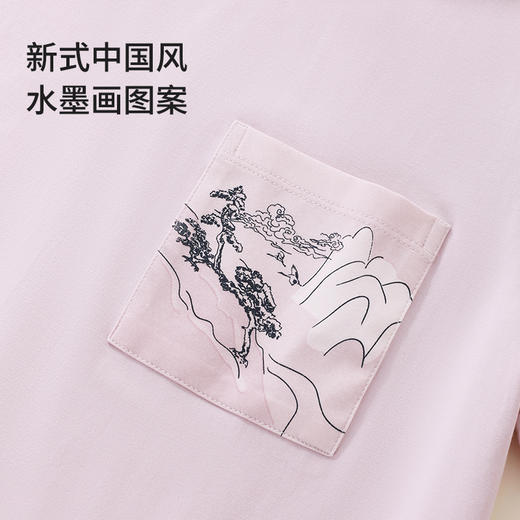 【M码】【商场同款】熳洁儿 莫棉女士家居服短袖短裤套装水墨画简约时尚睡衣24283218 商品图2