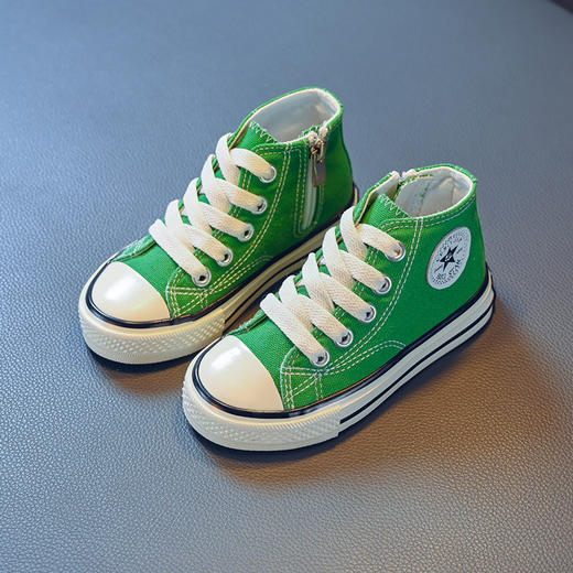 【注重细节，只为品质买单！】2024春季新款儿童高帮帆布鞋 男女小中大童 韩版学生板鞋 亲子情侣鞋-QQ 商品图11