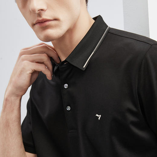 【5A抗菌/2A防螨】柒牌polo衫男短袖夏季新款含桑蚕丝翻领T恤衫124T73290 商品图3