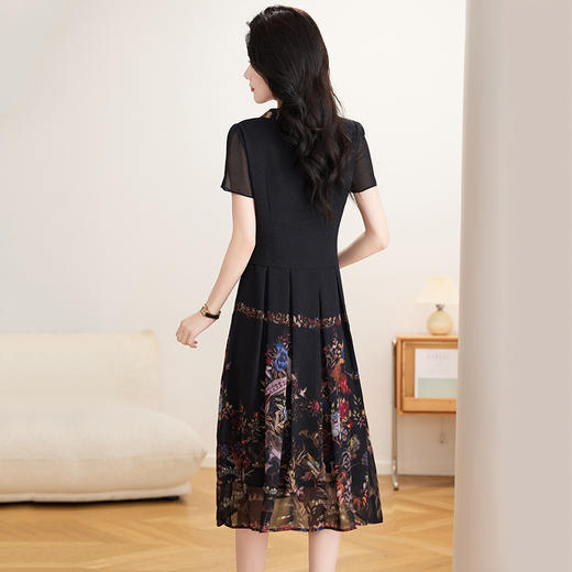 时尚气质拼接，印花假两件连衣裙QYM-TB-FD1454-Y 商品图3