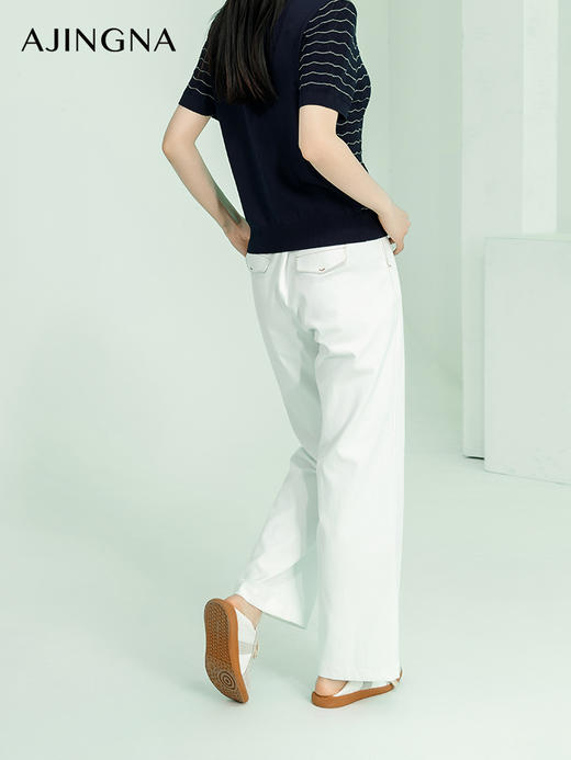 【商场同款】阿菁娜夏季新款直筒经典撞色线牛仔裤A29X110073 商品图3