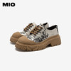 MIO米奥秋季圆头高跟复古墨染牛津鞋经典刺绣厚底松糕鞋女M244543211 商品缩略图2