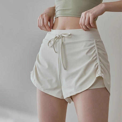 新款女抽绳收褶假两件百搭瑜伽短裤  JM  000   DK313 商品图1