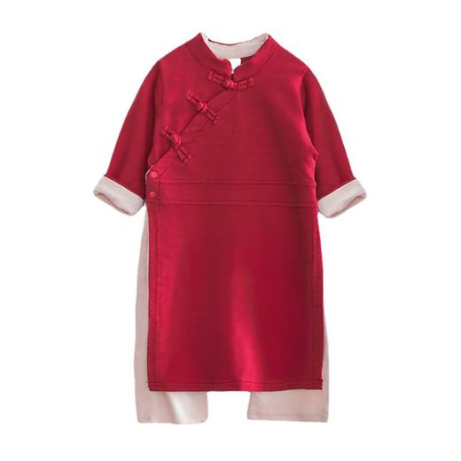 【中式喜庆抓周礼服】宝宝一周岁抓周礼服男女儿童满月百天宴衣服装中式中国风喜庆唐装 商品图4