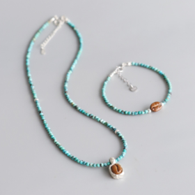 【已绝版】绿松石（手链）-咖啡豆首饰（天然石系列）+925银