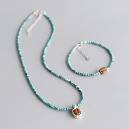 【已绝版】绿松石（手链）-咖啡豆首饰（天然石系列）+925银 商品图0