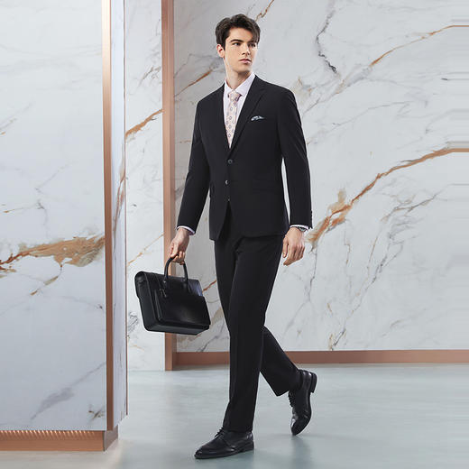 【含竹纤维】柒牌西服套装男2024春季新款商务正装黑色平驳领西装126C70610 商品图3