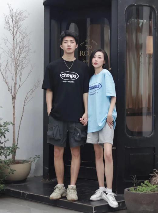 BornChamps韩国潮牌短袖t恤男女宽松夏季新款纯棉情侣装圆领体恤 商品图1