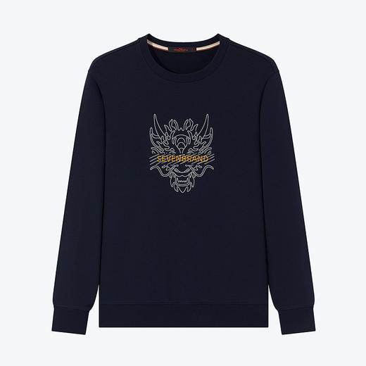 柒牌圆领卫衣男2024春季新款时尚休闲中青年字母绣花套头长袖上衣126W70180 商品图4