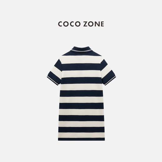 COCO ZONE 刘一一 高级感撞色条纹连衣裙气质翻领A字裙CC2B1192 商品图1