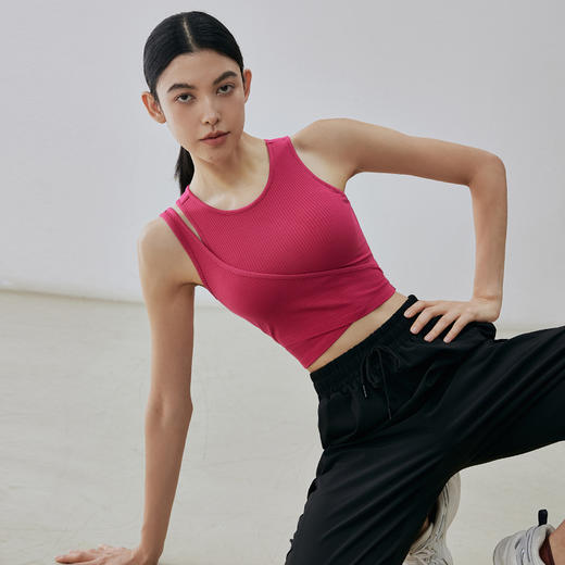 【限时秒】YOGACODE【火树银花系列】2024 拼接假两件瑜伽背心一体式固定杯DSG717 商品图0