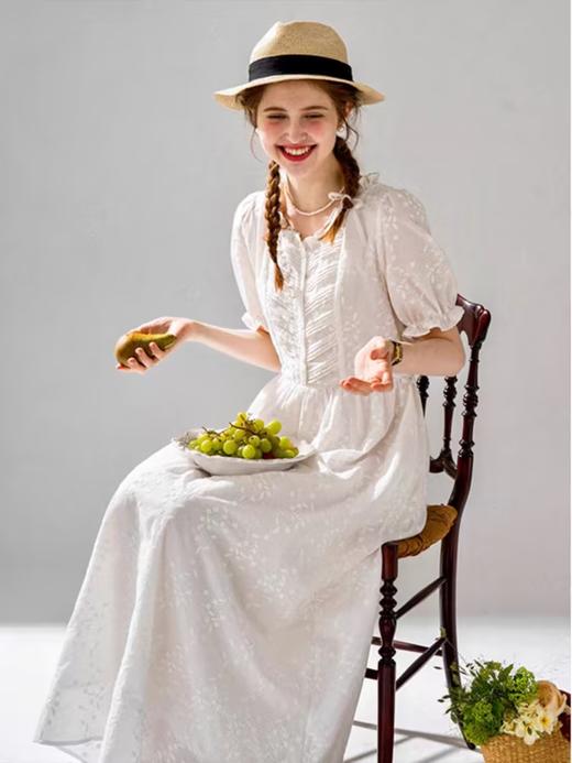 浮生八记/24A028/重工塔克褶刺绣收腰连衣裙 商品图0