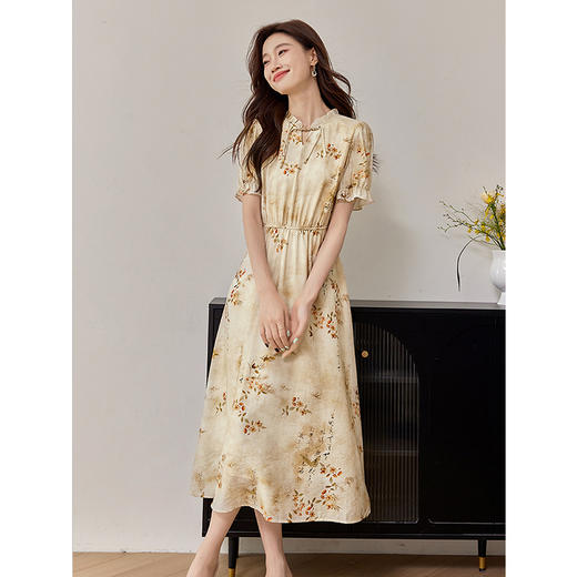 【专属特价】熙世界2025夏季女装国风裙子流苏盘扣国画丹青碎花连衣裙新中式 商品图1