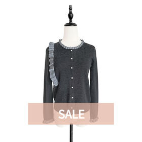 TYNVIE 细木耳边装饰羊绒混纺开衫 - 灰色 / 粉色 / 卡其色