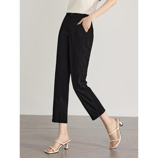 【专属特价】熙世界小个子八九分直筒西装裤夏薄款新款通勤职场休闲烟管裤子 商品图1