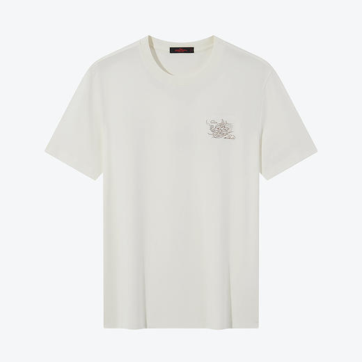 【60S罗马布】柒牌男士短袖T恤夏季新款时尚休闲龙纹绣花圆领上衣126T71510 商品图4