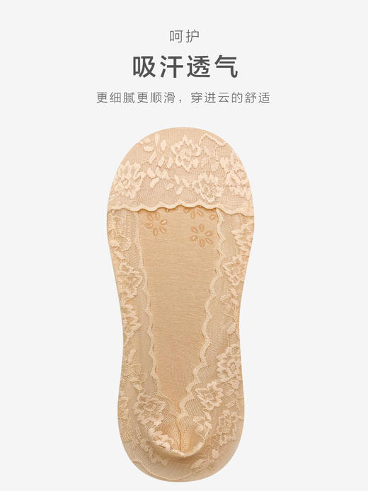 足装秀24夏季新品凉感高跟鞋超浅口防滑不掉跟薄款蕾丝隐形女袜子 商品图3