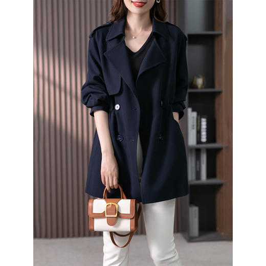 85258原形法式风衣女中长款2024春装新款韩版高级感气质英伦风外套大衣 商品图0