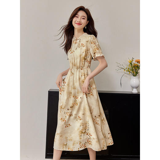 【专属特价】熙世界2025夏季女装国风裙子流苏盘扣国画丹青碎花连衣裙新中式 商品图0