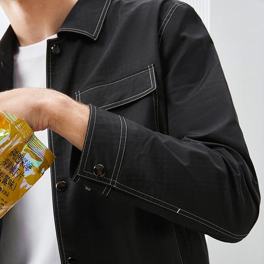 柒牌男装翻领夹克男2024春季新款时尚休闲工装风格纹防风茄克外套	126K70560 商品图2