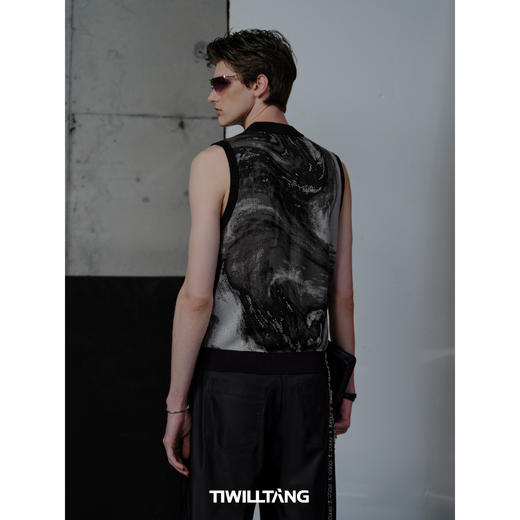 TIWILLTANG启世录“星辰殒影”星辰图案提花背心拉链无袖上衣男 商品图2